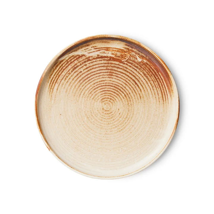 HKliving - Chef Ceramics Teller, Ø 20 cm, rustic cream/brown