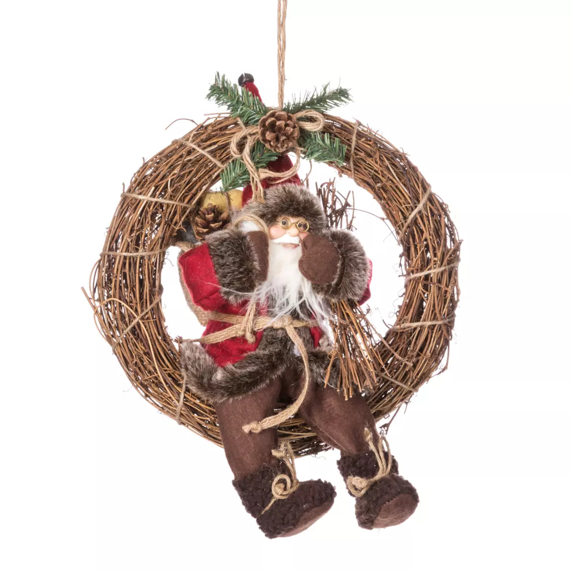 Couronne de Noël (D30 cm) Père Noël Hector