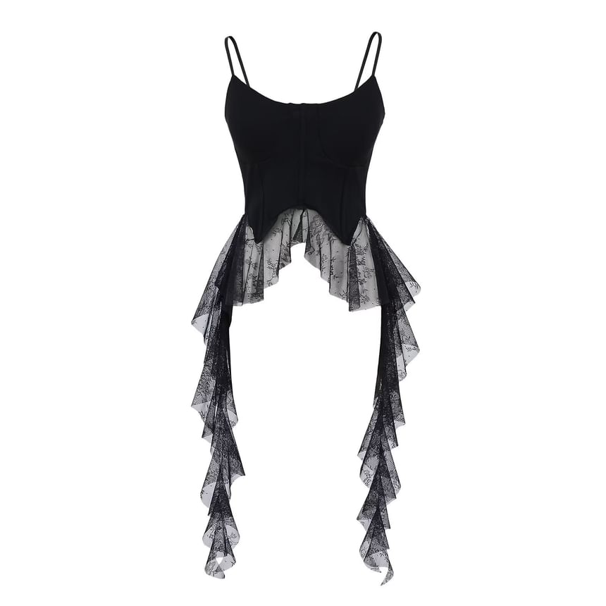 Seventh Snow - Effen asymmetrische geplooide crop top