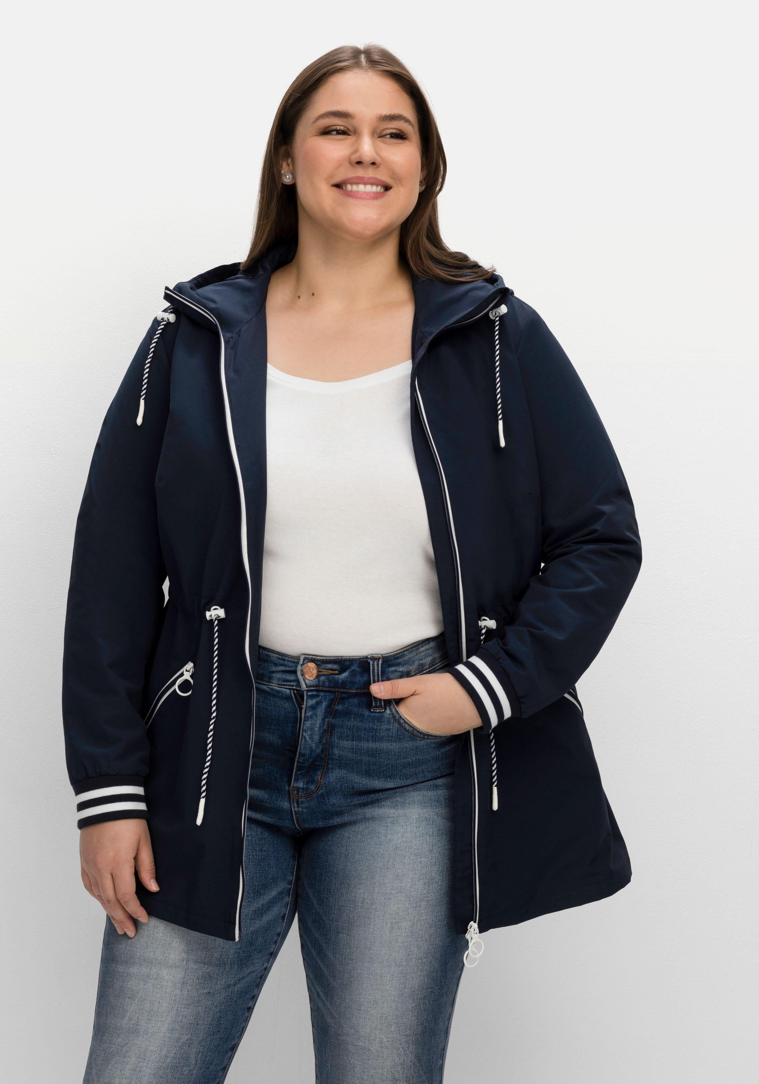 Kapuzenparka mit Kontrastdetails und Taillen-Tunnelzug