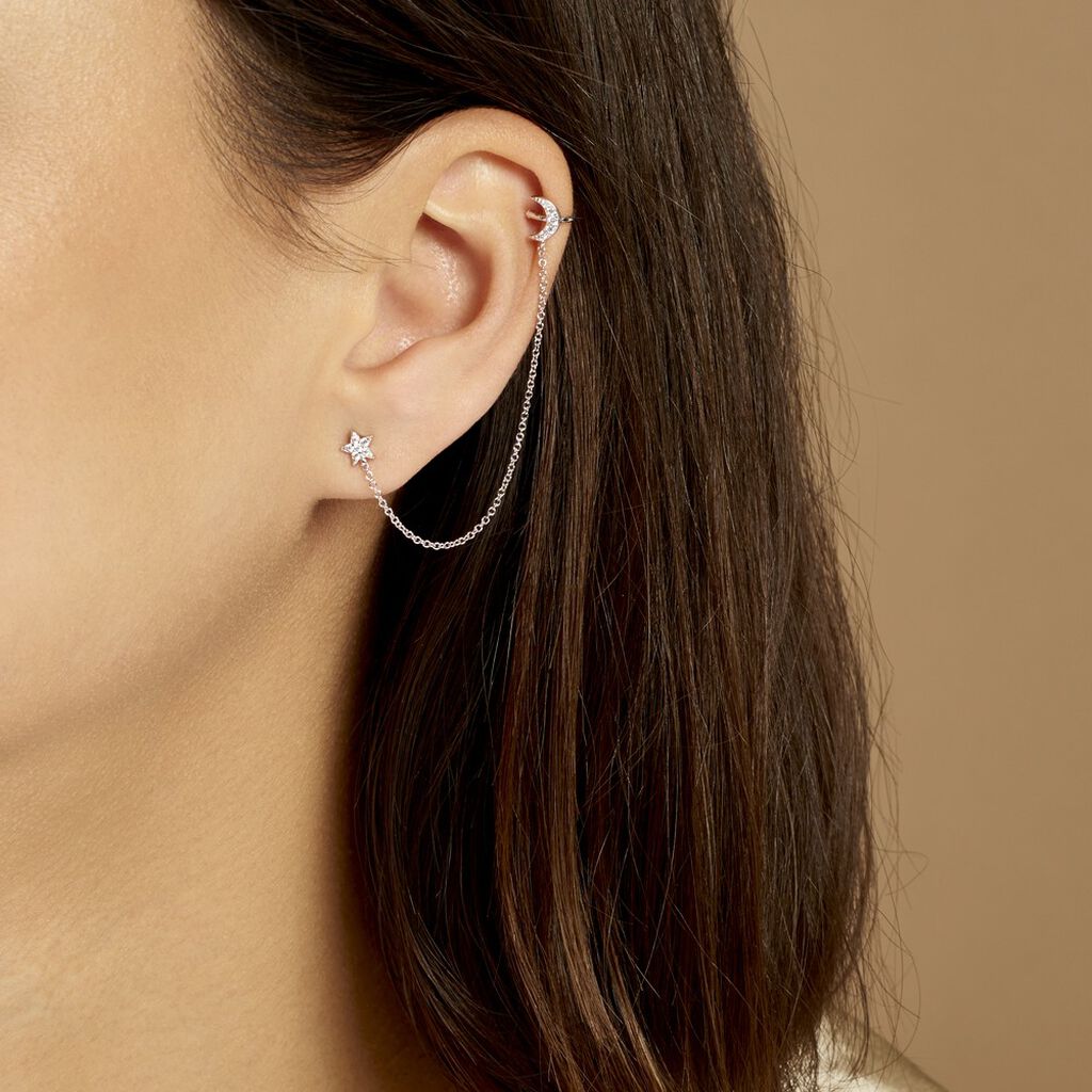 Bijoux D'oreilles Argent Blanc Aulay Oxydes De Zirconium