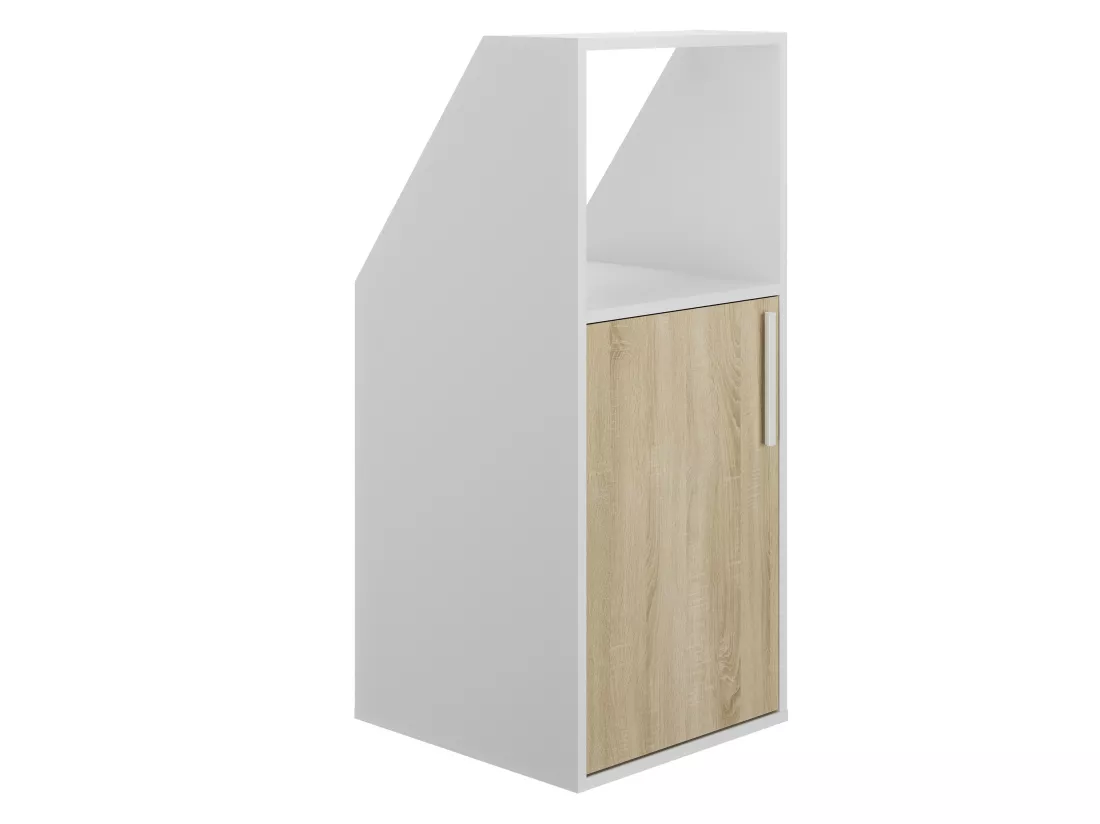 Meuble sous pente 1 porte et 1 niche - Blanc et naturel - ADEZIO