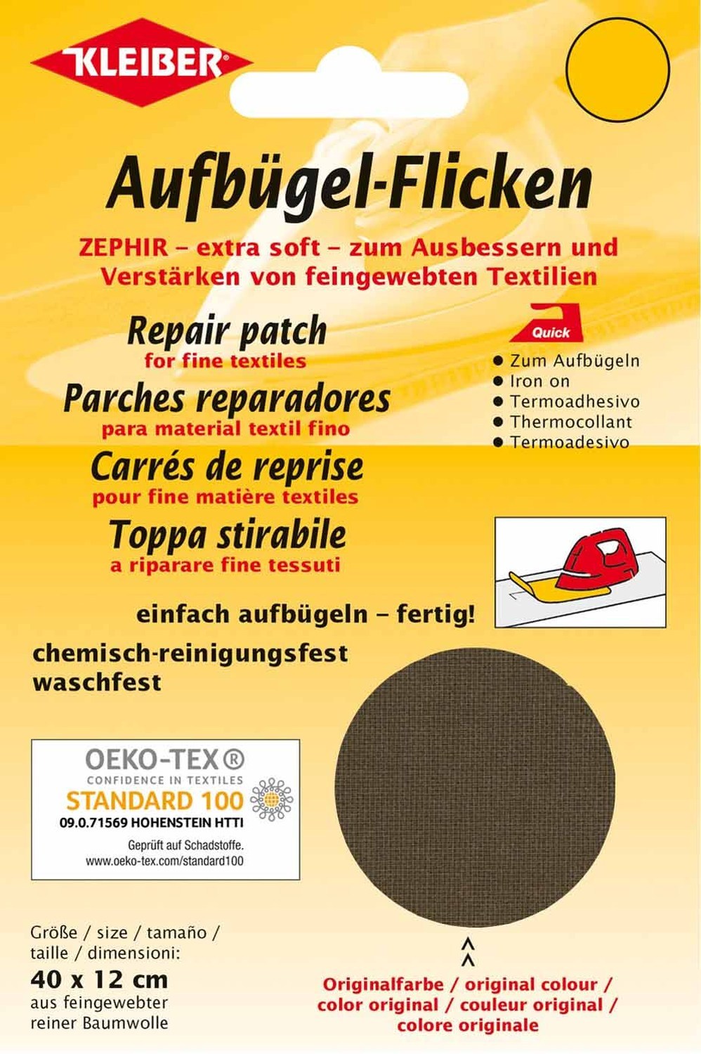Bügelflicken - dunkelbraun - Baumwolle - 40x12 cm