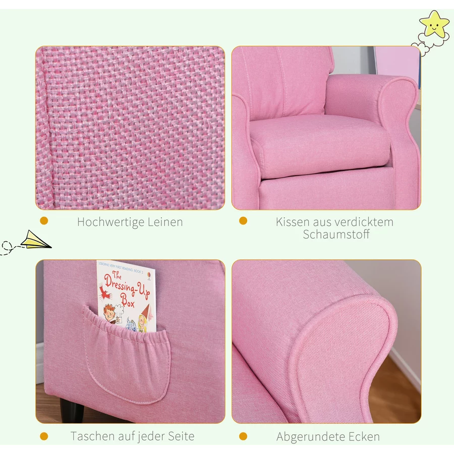 HOMCOM Kindersessel mit Liegefunktion rosa