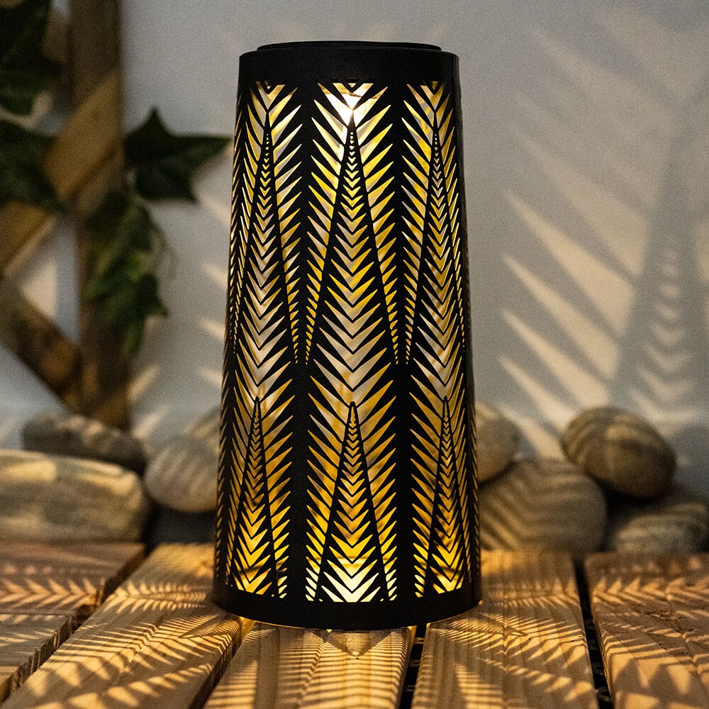 2x LED Solarleuchte, schwarz-gold, Lichteffekt, H 24,5 cm