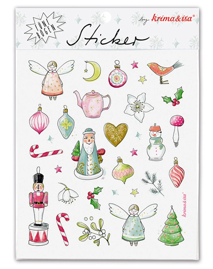 Sticker WEIHNACHTSLIEBELEI 5 Bögen in bunt