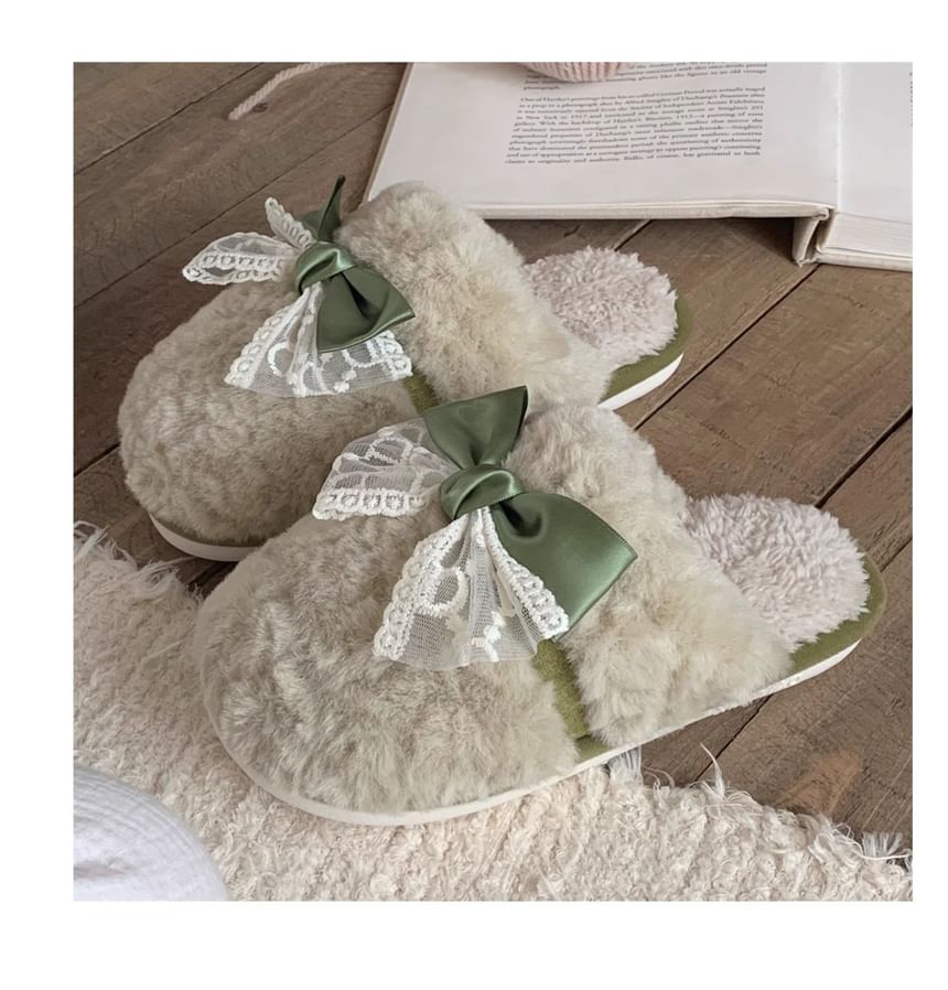 Honkizz - Fluffy pantoffels met strik