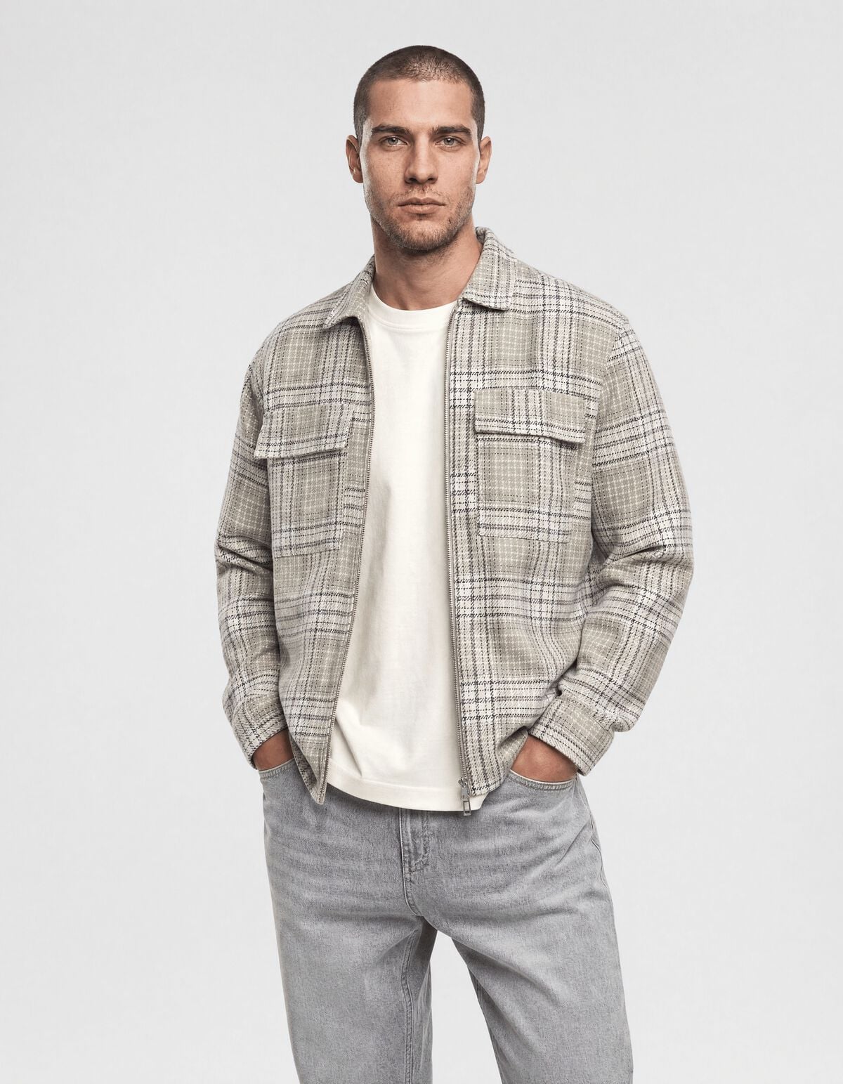 Relaxed Fit Check Overshirt Lichtgroen