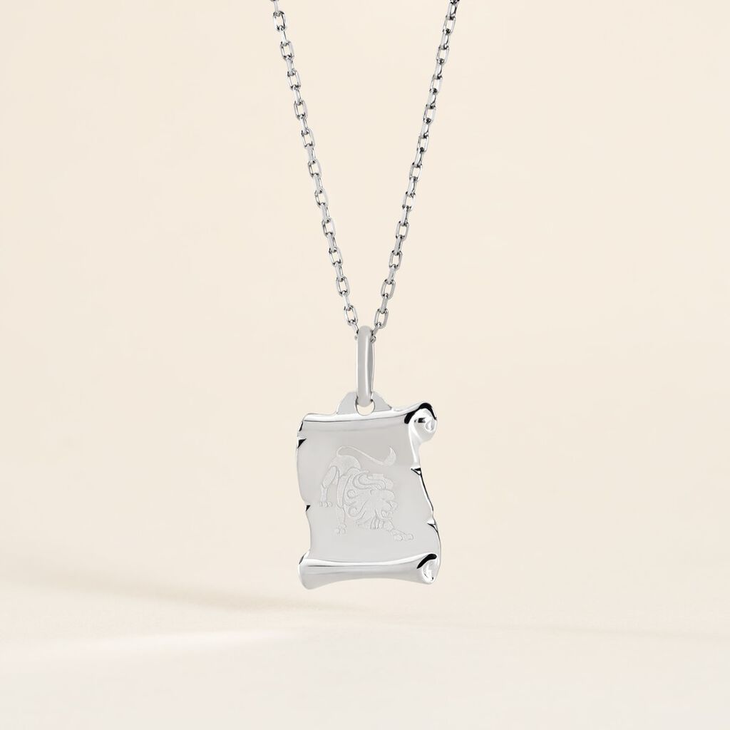 Pendentif Zodiaque Parchemin Argent Blanc