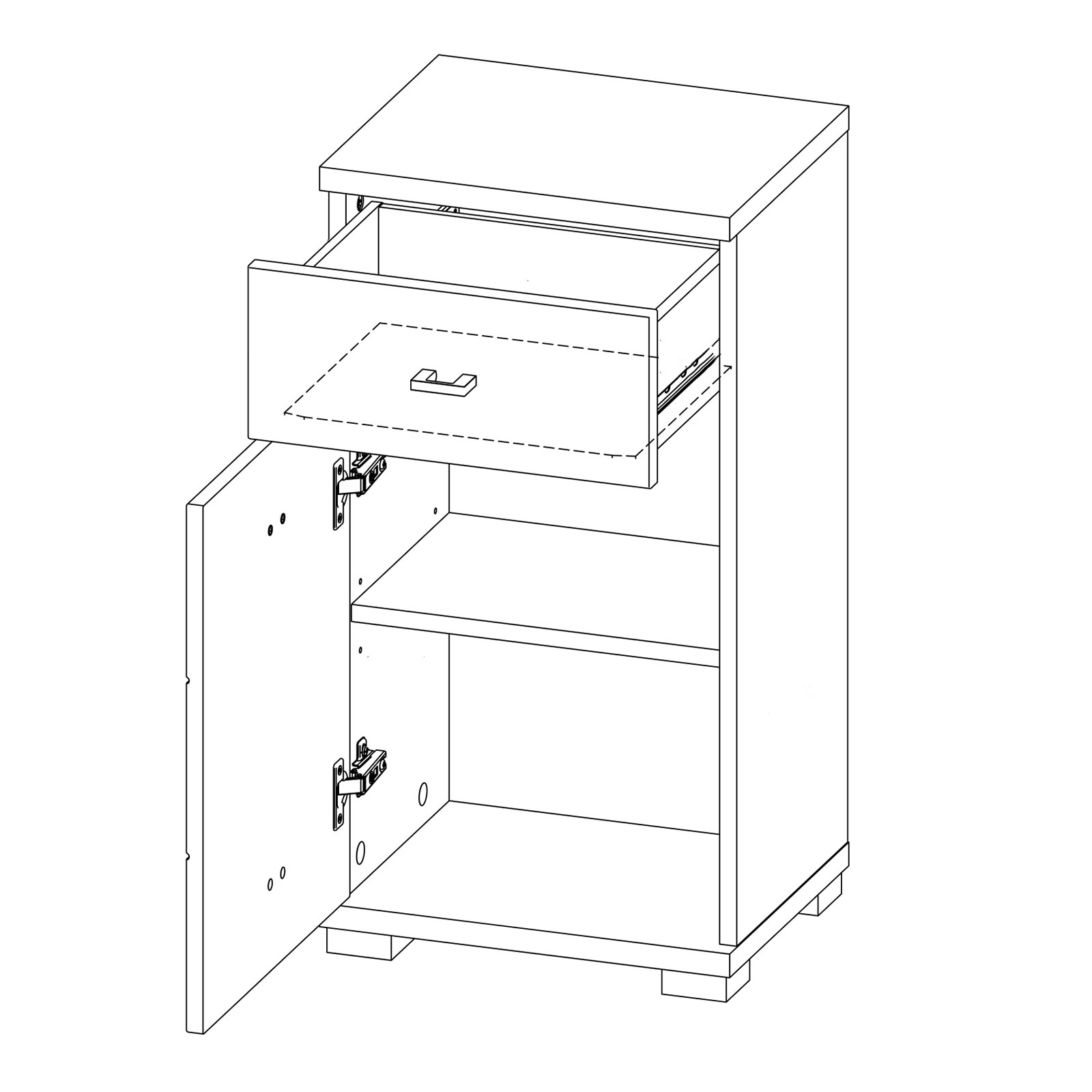 Unterschrank - weiß - Artisan Eiche - 38 cm breit