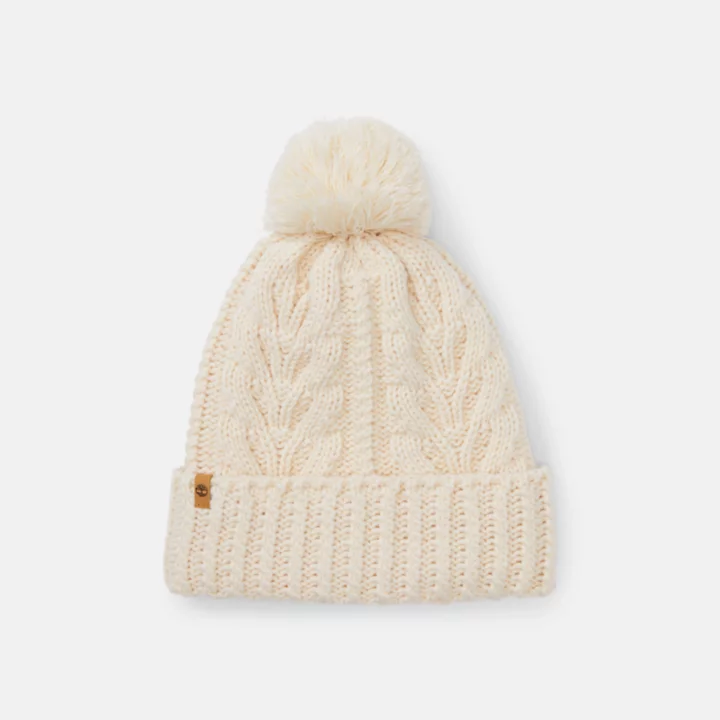 Gorro de tricô Autumn Woods para mulheres na cor branca.