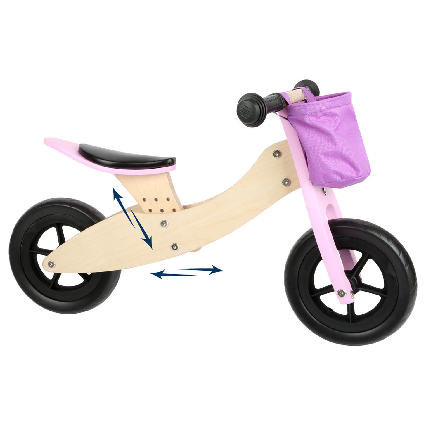 Small Foot-Houten Driewieler en Loopfiets 2in1 Maxi Roze