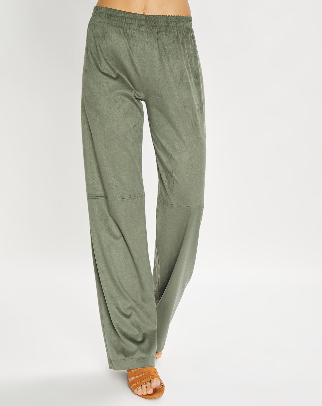 Lauren Vidal Pantalon en Suédine Lou kaki