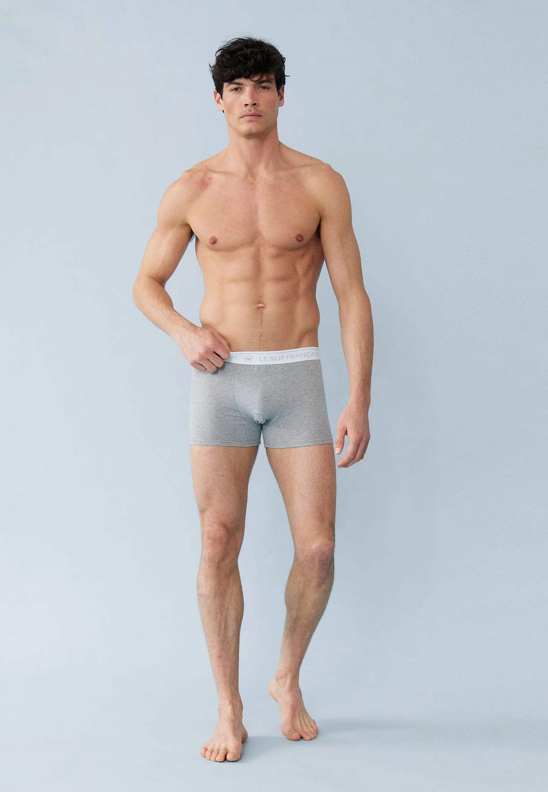 Trio de boxers en coton-Pack Boxer Redoutable Noir Blanc Gris