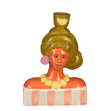 Kandelaar vrouw roze - l15xb8xh21cm