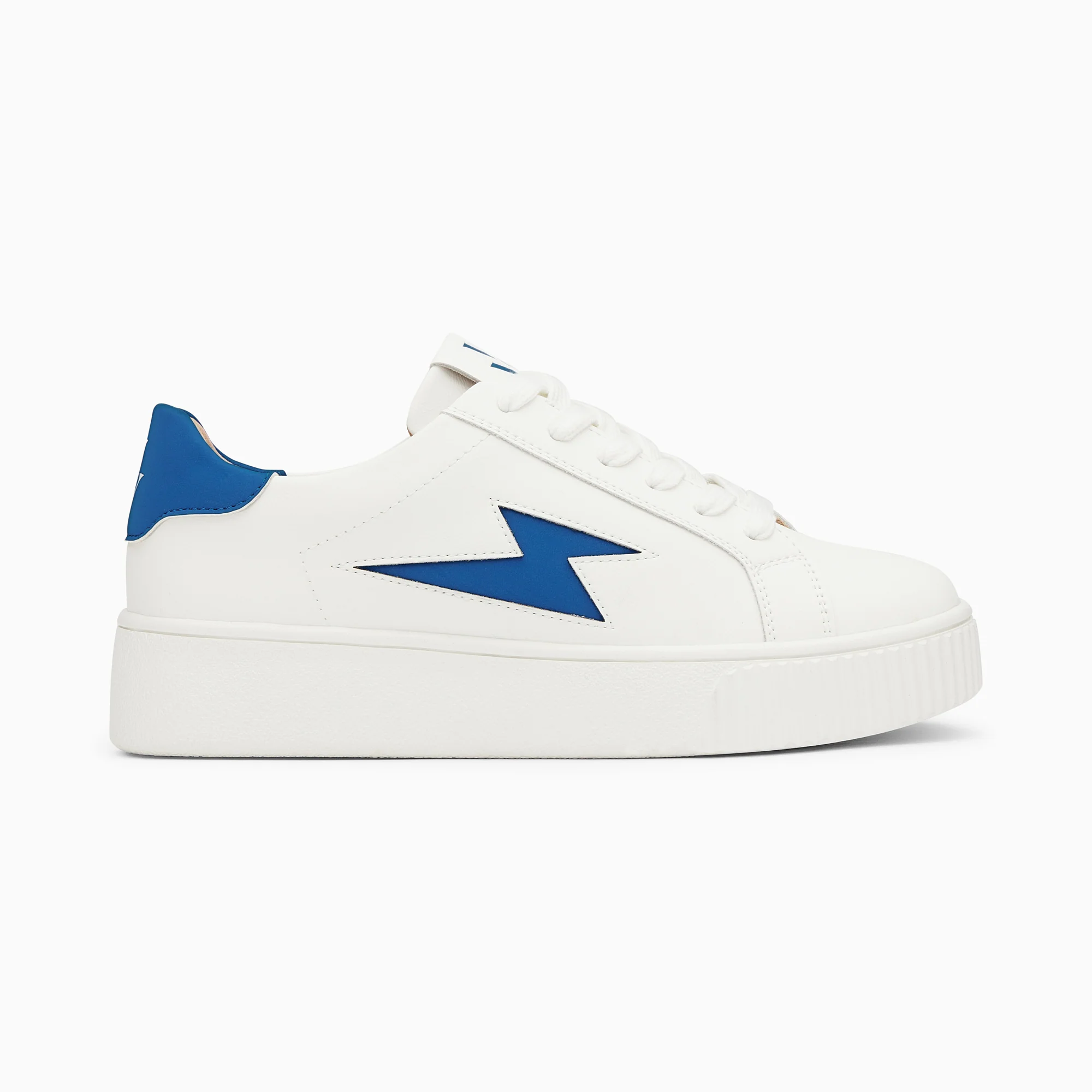 Sneakers-Baskets éclair Angie blanc et bleu à lacets