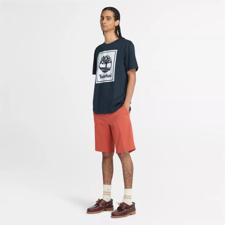 T-shirt à logo bloc pour homme en bleu marine