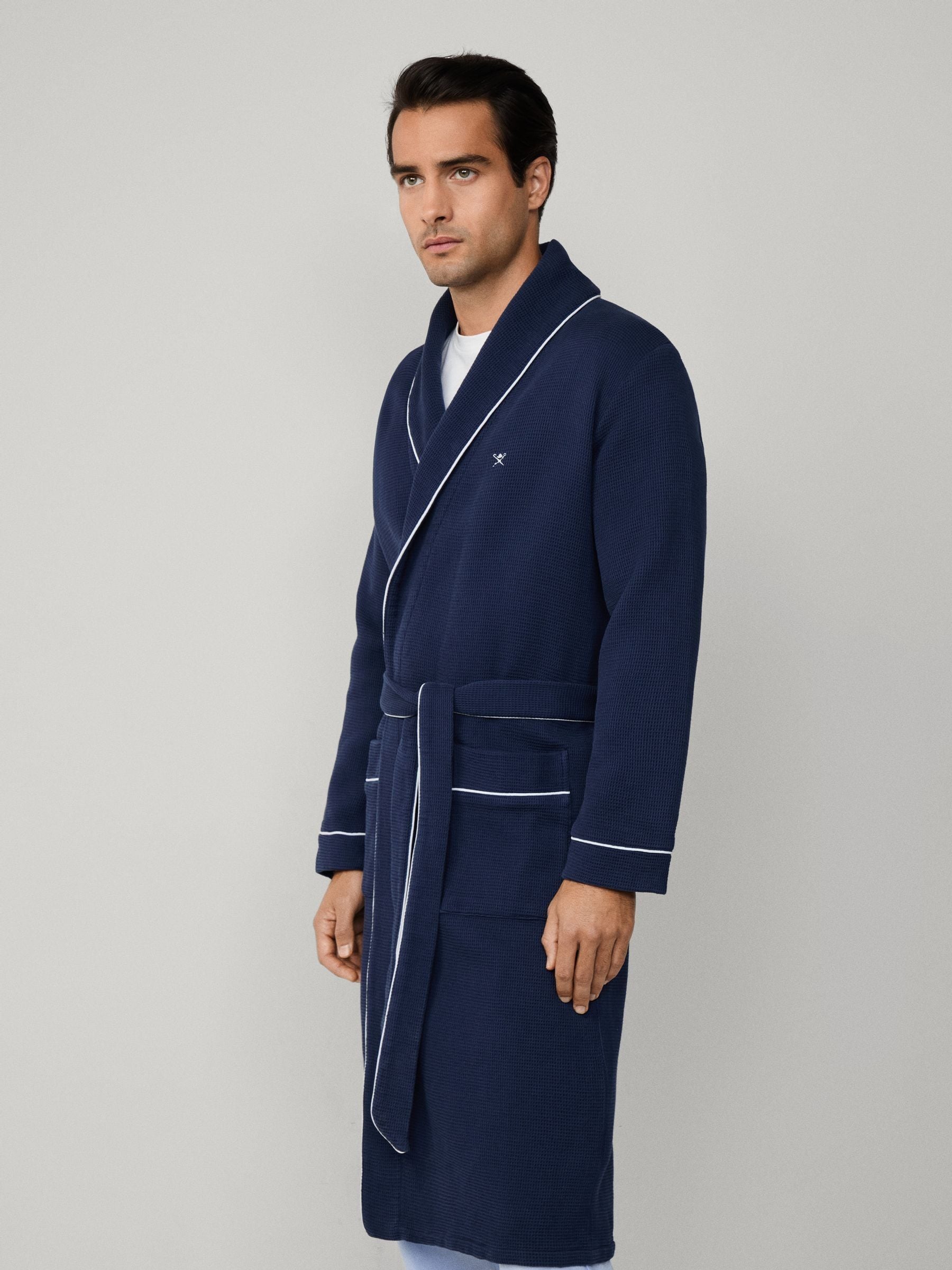 Hackett Blue Pure Cotton Waffle Robe