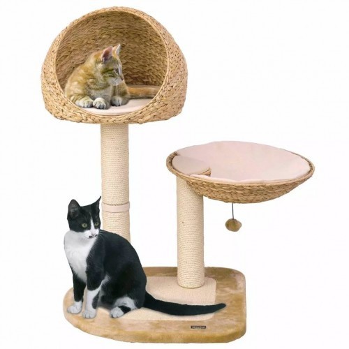 Arranhador para gatos em formato de folha de bananeira, bege.