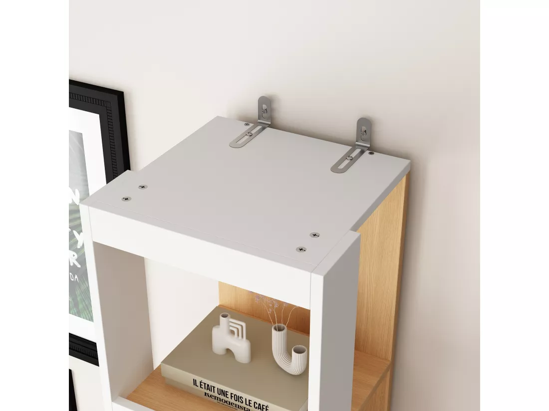 Bibliothèque avec 6 compartiments étagère de bureau étagère sur pied 104x140x24cm Blanc