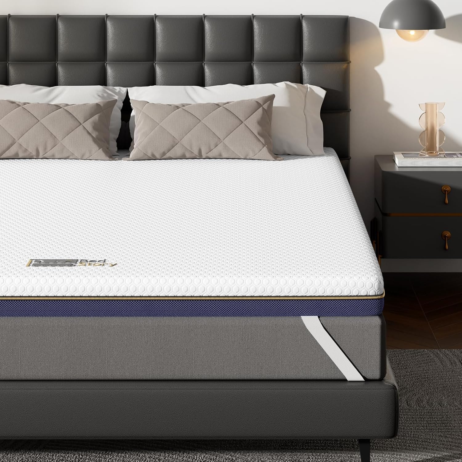 BedStory Topper 180x200cm, 7,5cm Höhe H3&H2 Gel Memory Foam Topper, Öko-TEX Zertifiziert Gelschaum Matratzentopper, Atmungsaktiver Matratzen Topper für Boxspringbett, Hypoallerger Bezug waschbar