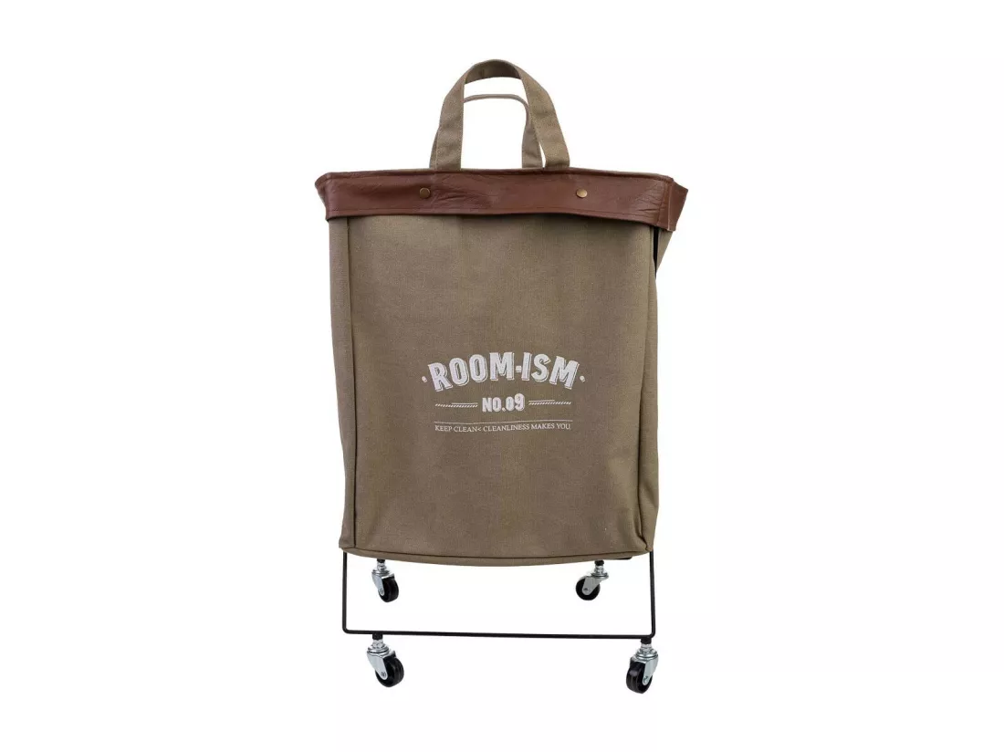 Panier à linge en métal et tissu 41x32x58