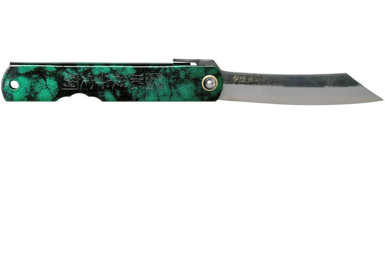 Higonokami zakmes 7,3 cm HIGOCJB, Blue paper steel, Jade Black Green Glitter Enamel
