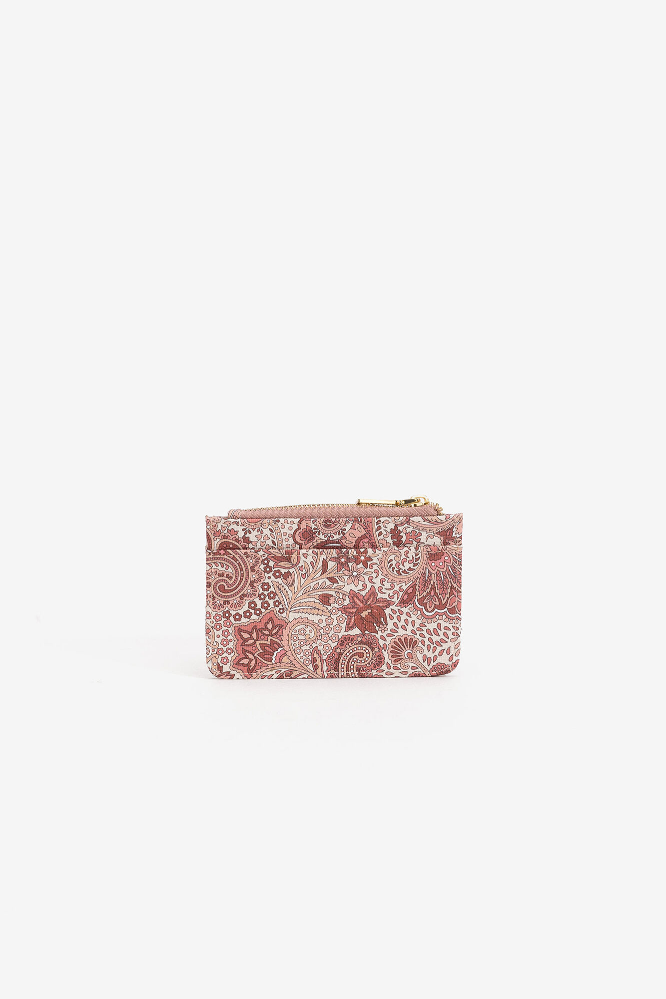 Porta-cartões com estampa floral - Rosa