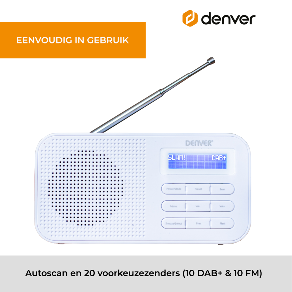 Denver DAB42 DAB+/ FM Radio wekker - White