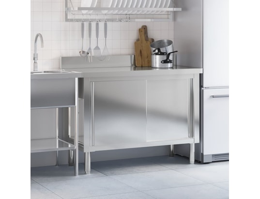 VIDAXL - Mobilier de cuisine Table de travail de cuisine avec portes coulissantes inox