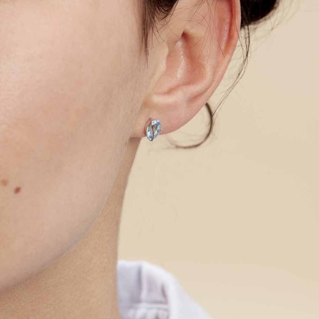 Boucles D'oreilles Puces Prudencia Or Blanc Topaze