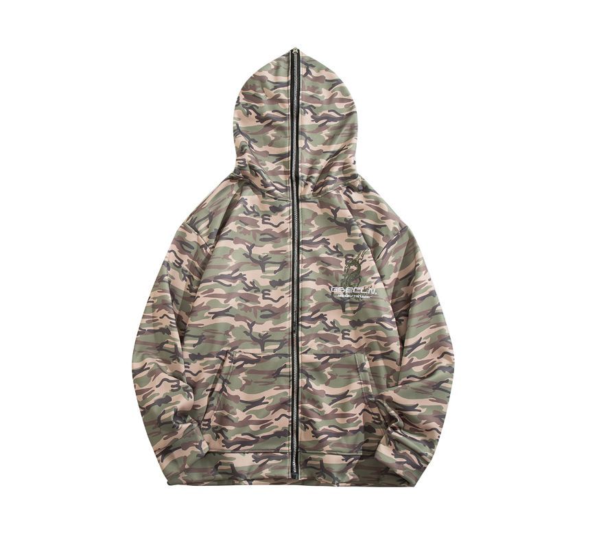 Yelmenor - Oversized hoodie met camouflageprint en borduursel