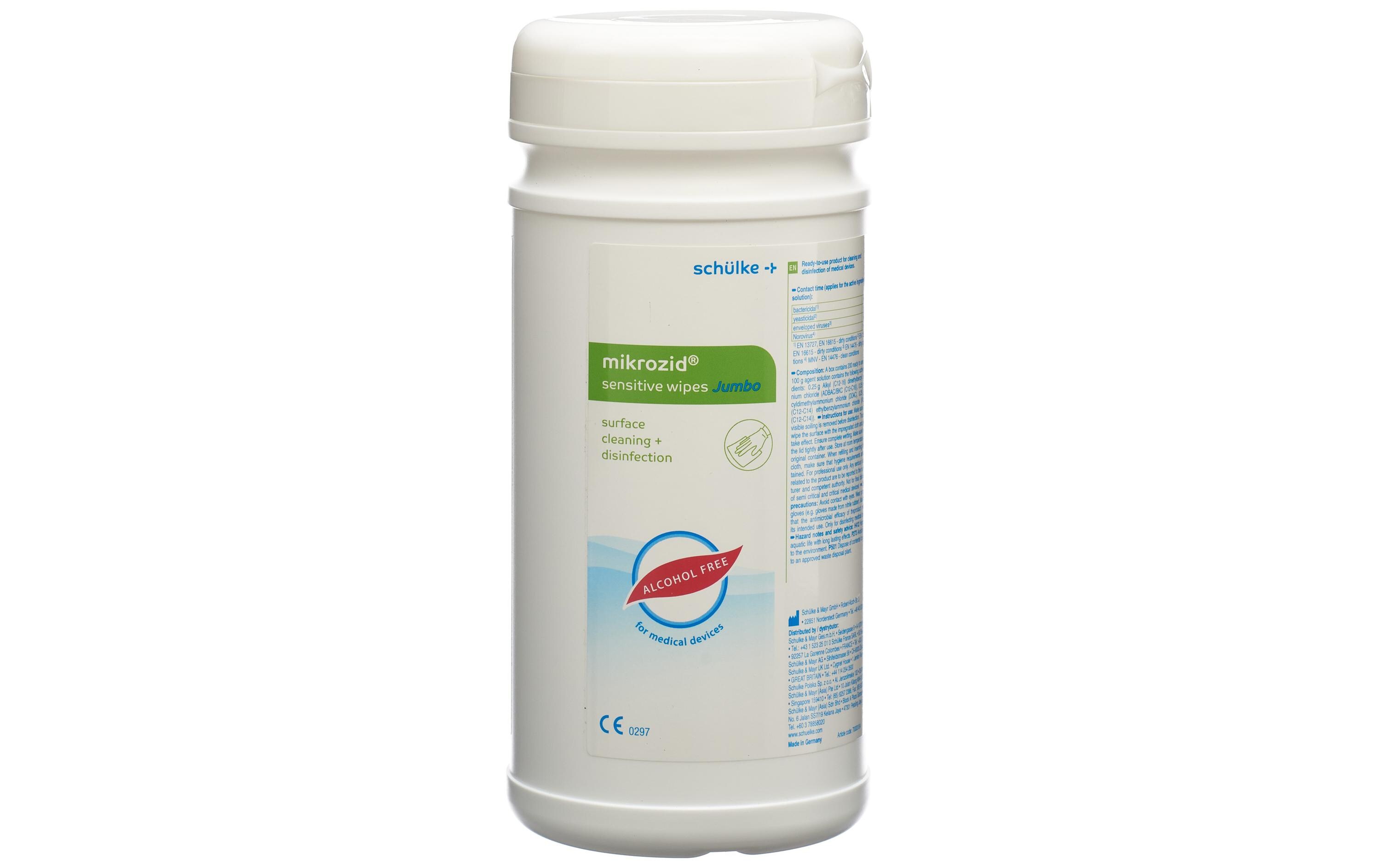 Desinfektionstücher Mikrozid sensitive Jumbodose 200 StückHygienische Desinfektionstücher zum Reinigen und Desinfizieren von Oberflächen