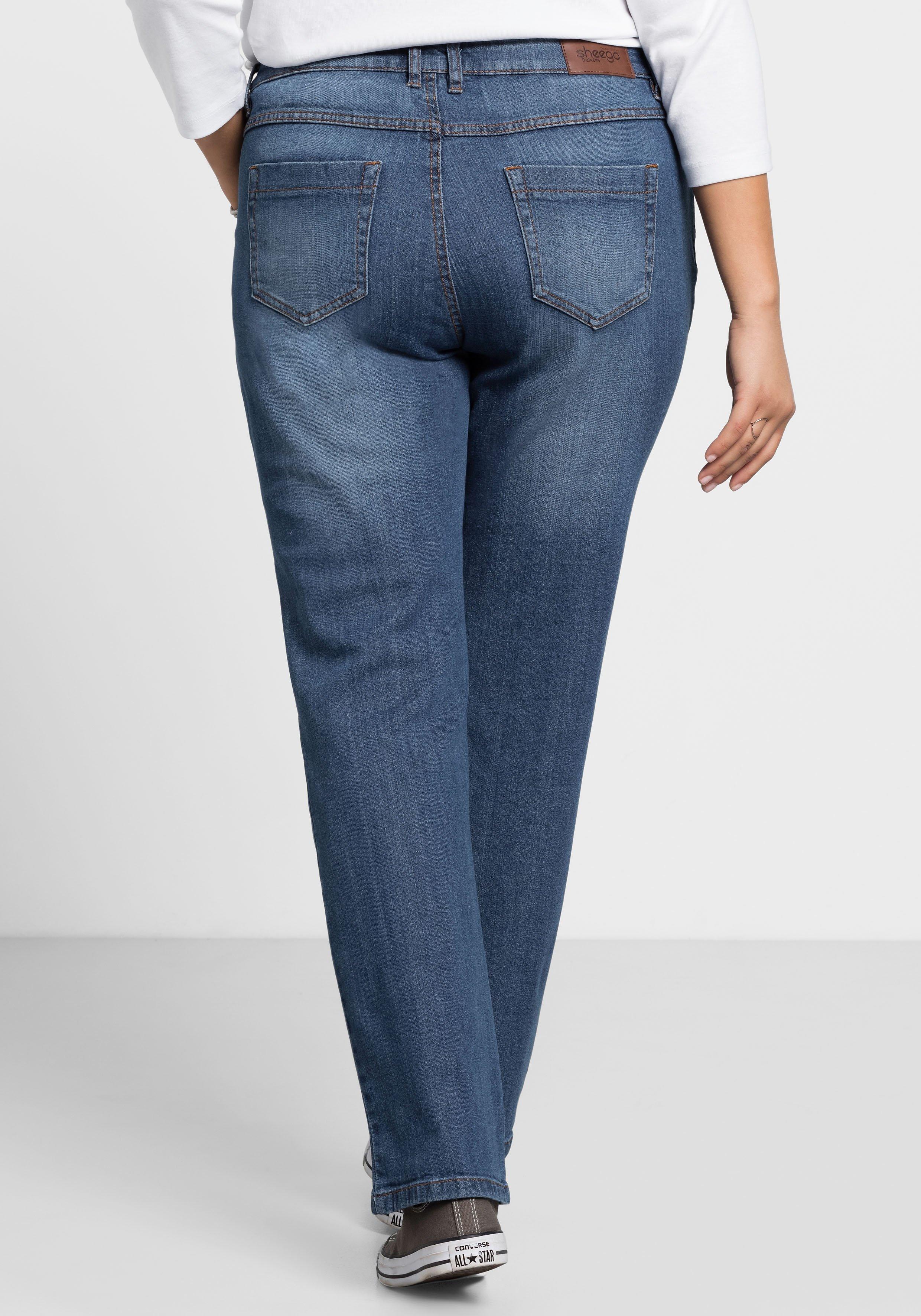 Gerade Jeans mit Used-Effekten