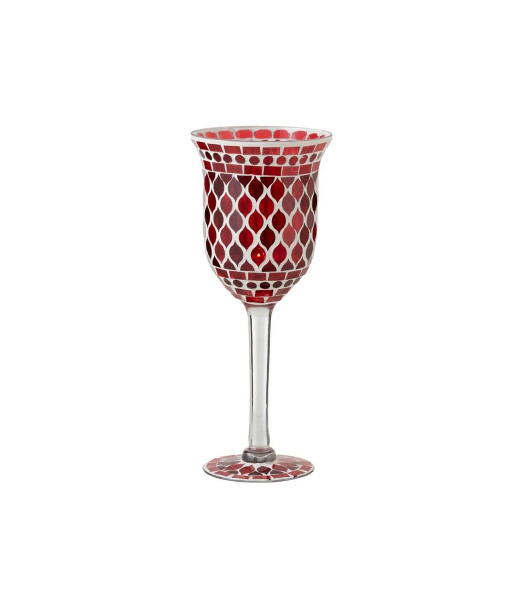 Paris Prix - Photophore Sur Pied mosaïque 40cm Rouge