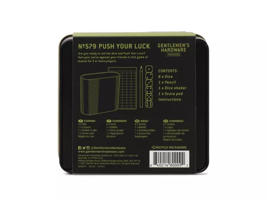 Jeu de dés Push your Luck Noir Gentlemen's Hardware