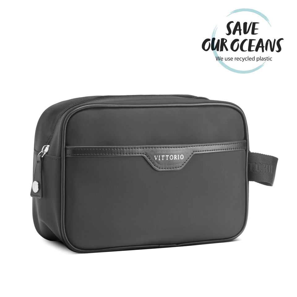 Vittorio - Washbag 100% Recycled Plastic Black - Toilettaske