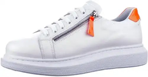 66914 BABOUCHE WIT ORANJE - maat 45 sneaker wit oranje - maat 45 Calandschoen