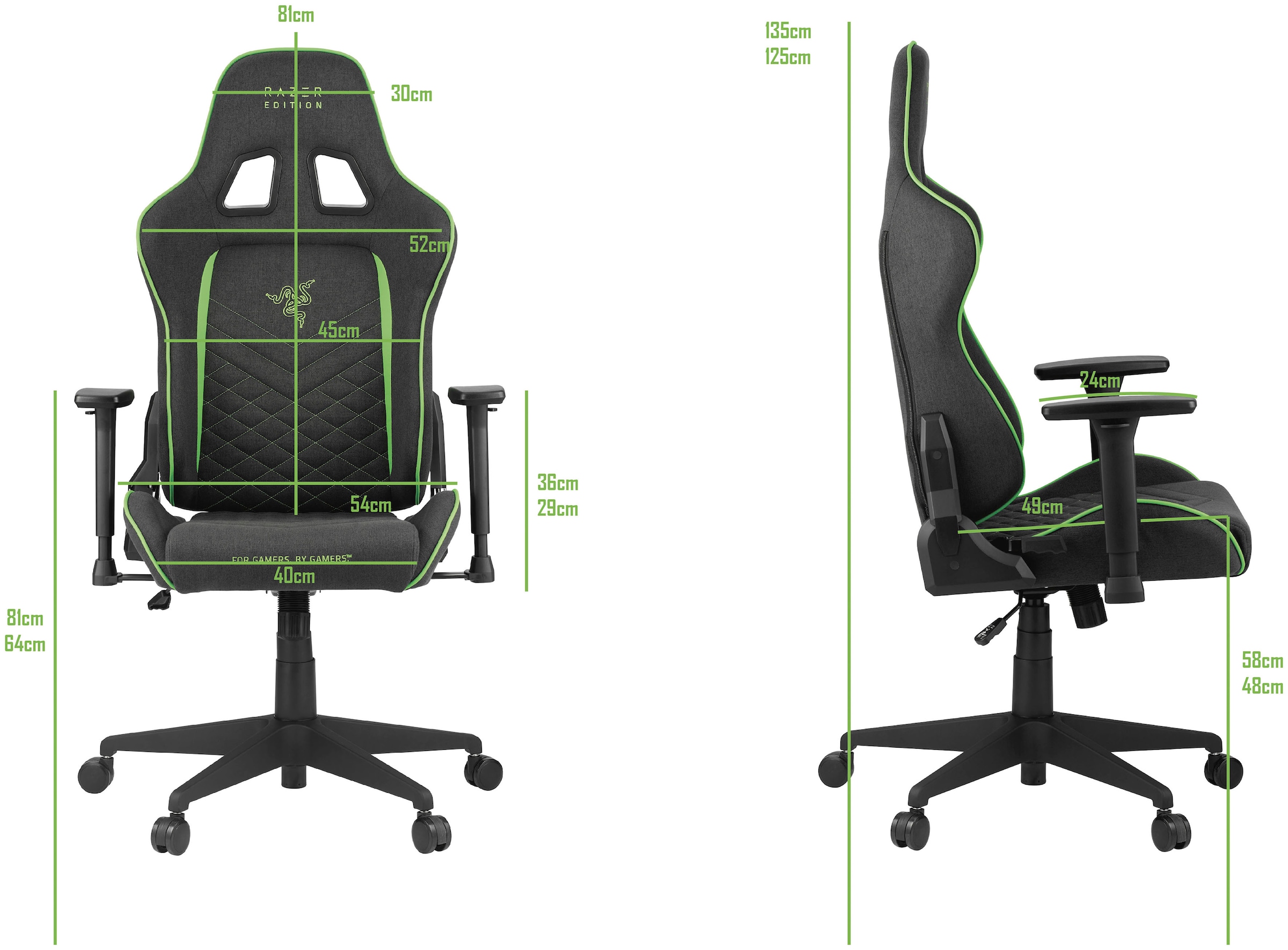 RAZER Gaming-Stuhl »Tarok Pro X by Zen, atmungsaktiver Stoffbezug« () 3D-Armlehnen, Lendenkissen und Kopfkissen, bis 130kg, Grau