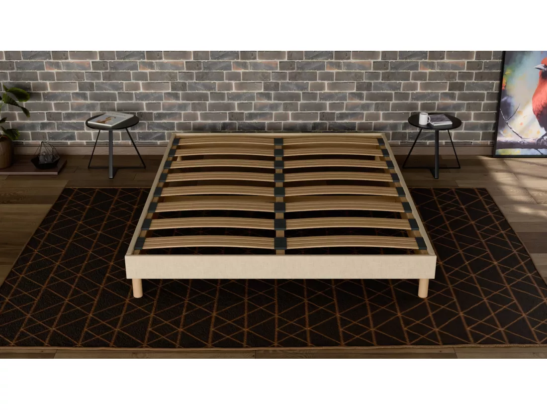 Sommier à Latte 180x200 cm - Bois Épicéa Structure Solide Haute Qualité - Beige - Silencieux, Confortable et Résistant - Primoto Douce Lune