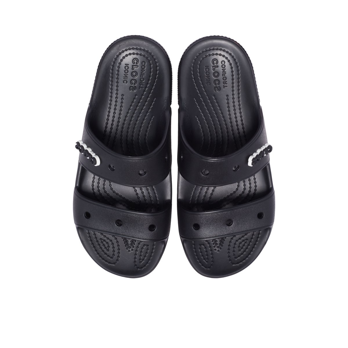 CROCS-Classic_croc-Sandales athlétiques à double bride - Talon plat - Noir/Noir
