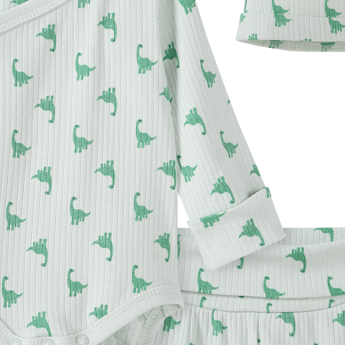 Topomini Newborn Wickelbody, Leggings und Mütze im Set hellgrün