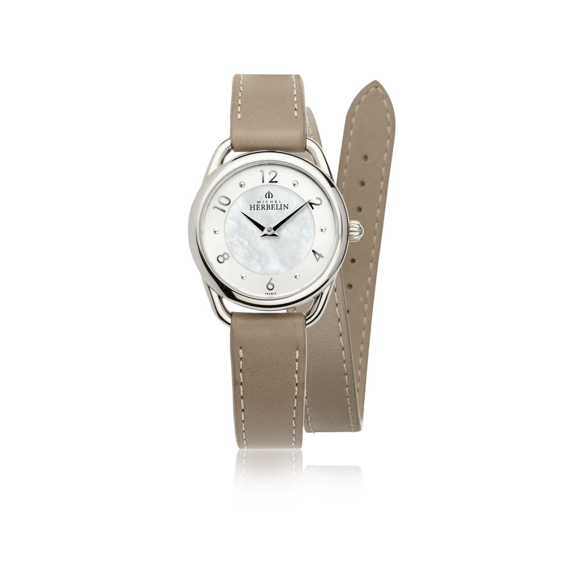 Montre Herbelin Equinoxe femme acier bracelet cuir taupe