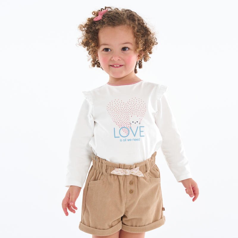 T-shirt impression cœur à volants blanc bébé fille Blanc