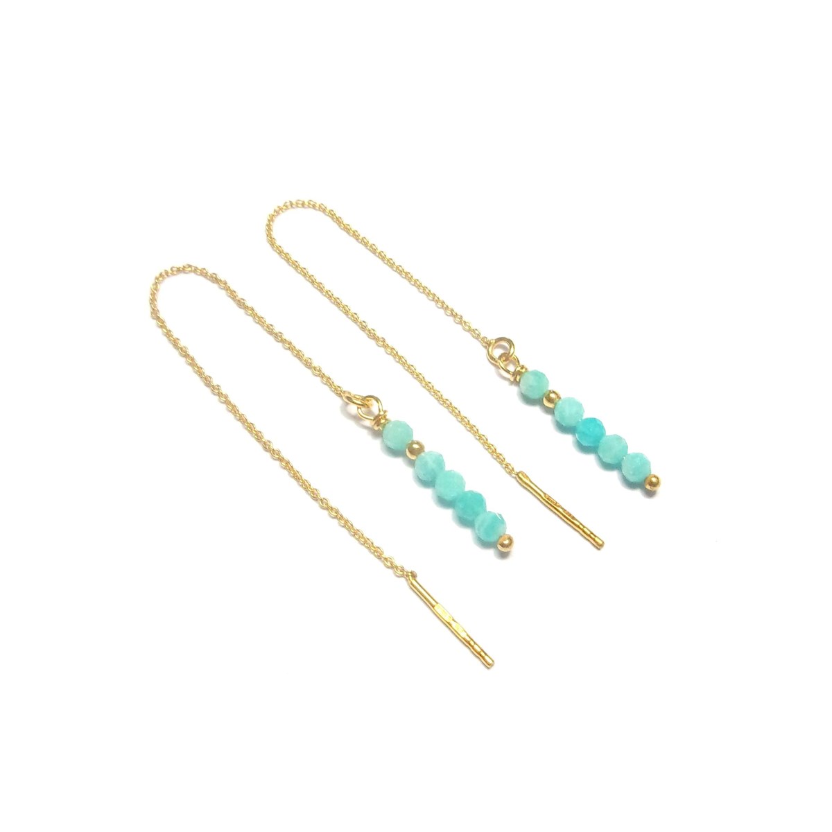 Boucles D'Oreilles Amazonite Argent 925 Doré Ilhéus