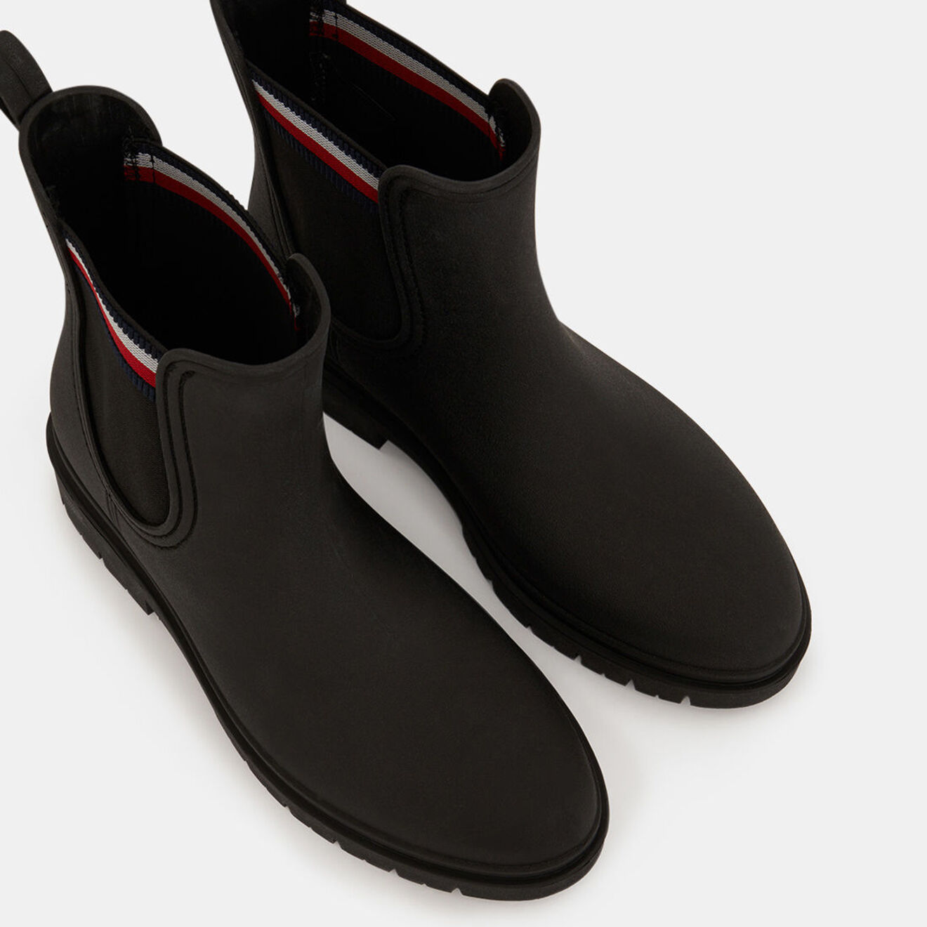Tommy Hilfiger Chelsea boots de pluie en Caoutchouc détail tricolore  noires