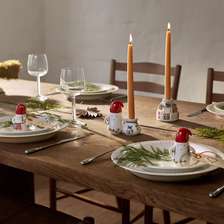 Kähler Design - Hammershøi Father Elf Kerzenständer, H 8,5 cm, weiss / mehrfarben