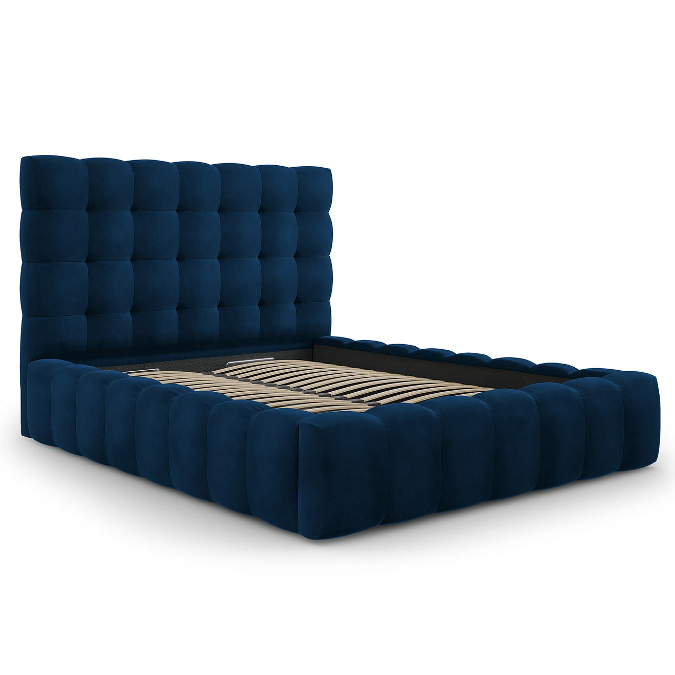 Cosmopolitan Design Lit avec coffre de rangement Bali Velours bleu roi - 140x200 cm