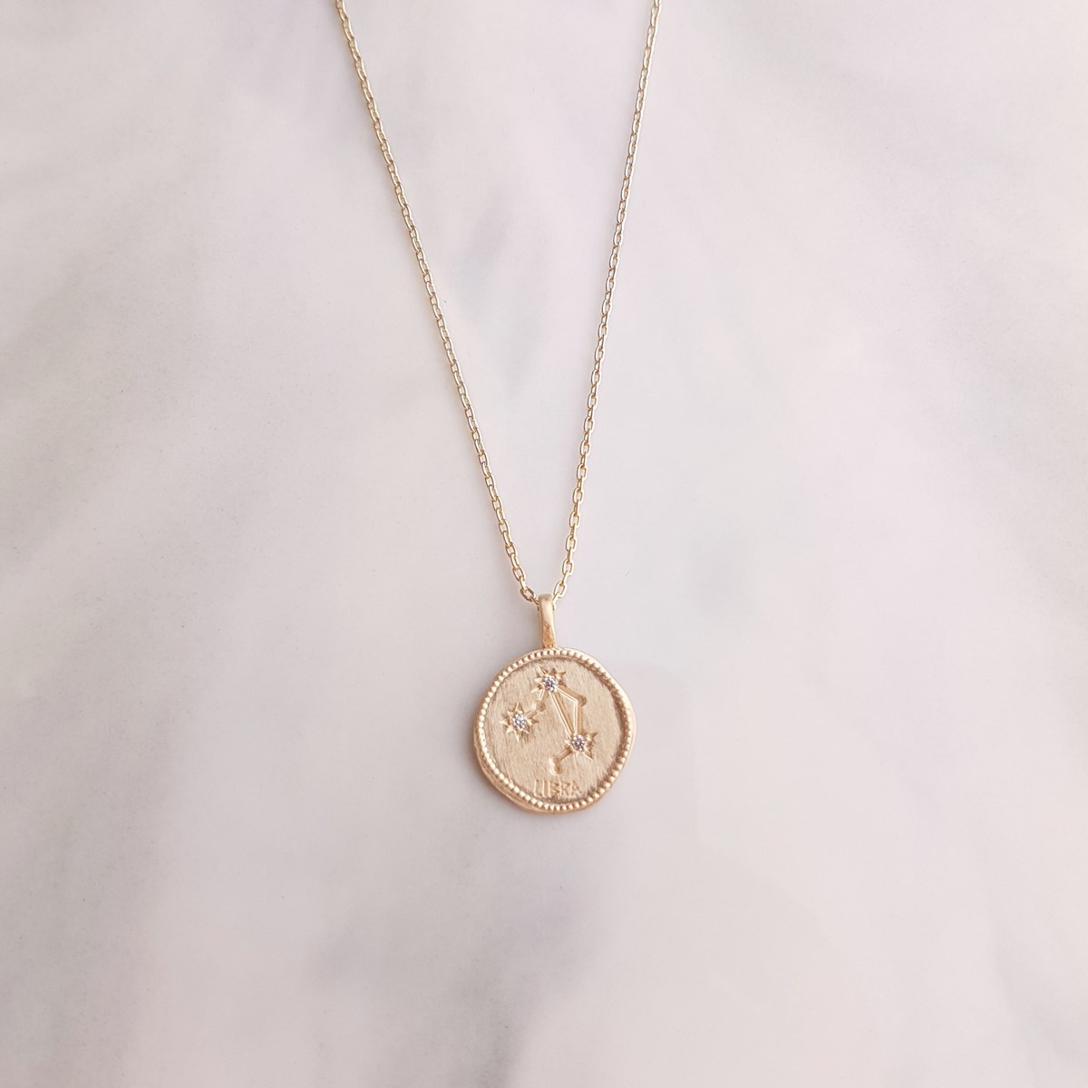 Collier Plaqué Or Signe Astrologique Zodiaque Pendentif Constellation Balance
