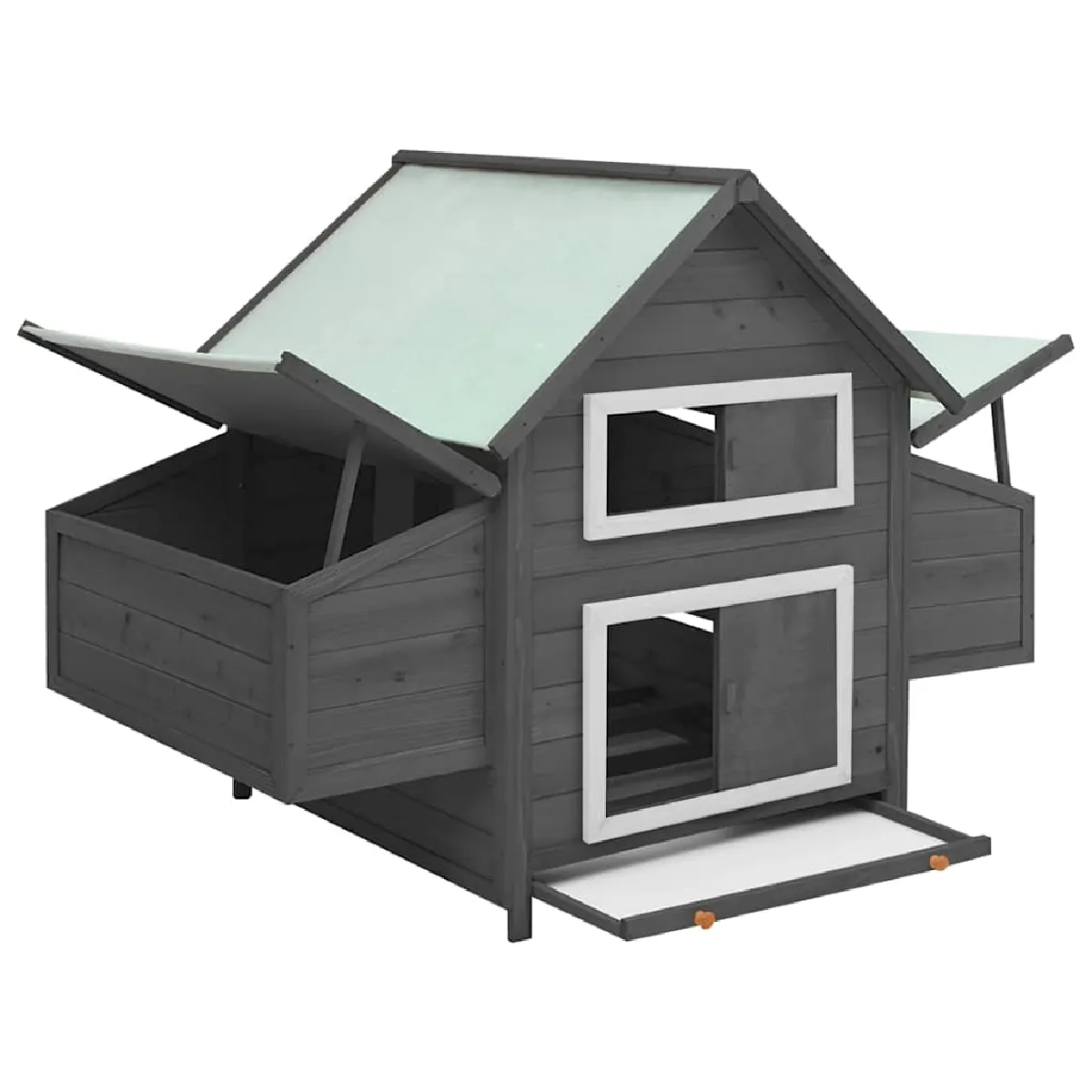 vidaXL Poulailler Bois Gris/blanc